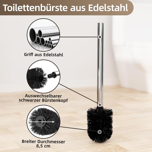 Thumbnail 4 de Porta carta igienica da terra con scopino e portarotolo in acciaio inox 🚽