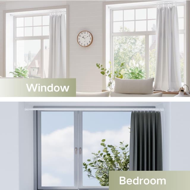 Detalle de Venwemong Teleskop-Duschvorhangstange zum Einklemmen ohne Bohren/Schrauben, weiß, 190–360 cm (Ø 32 mm)