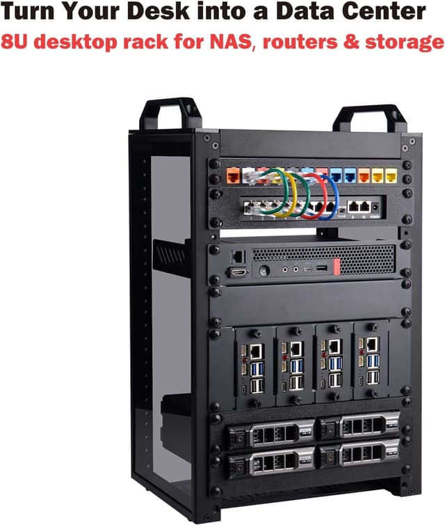 Thumbnail 6 de GeeekPi DeskPi RackMate T1 – mini serveur 8U avec rack 10 pouces, côtés en acrylique translucide (noir)