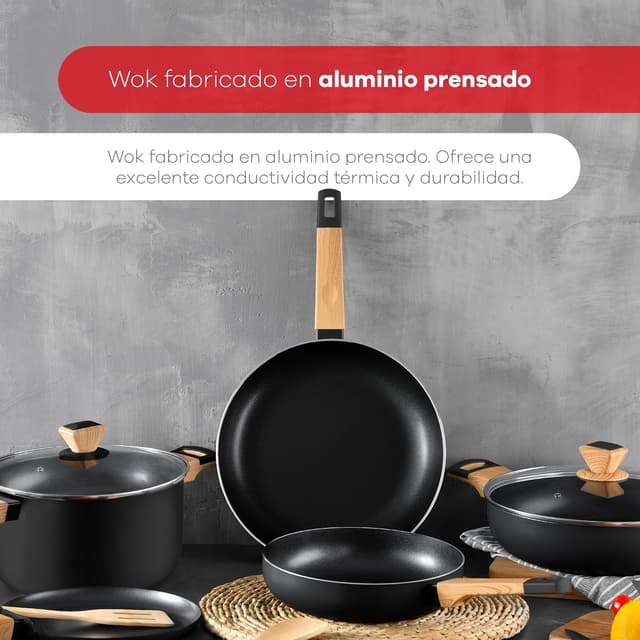Detalle de BERGNER Earth 🍳 Sartén de Cocina 28x7.5 cm con Tapa Negra