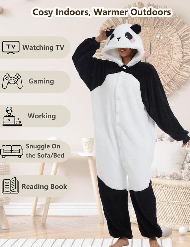 Detalle de Pyjama barboteuse/onesie adulte unisexe en flanelle Chuangminghangqi (combinaison chaude avec capuche)