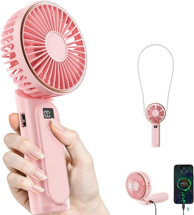 Detalle de TUNISE TUNISE Handheld Portable Fan (4000mAh) with LED display, 180° adjustable rechargeable