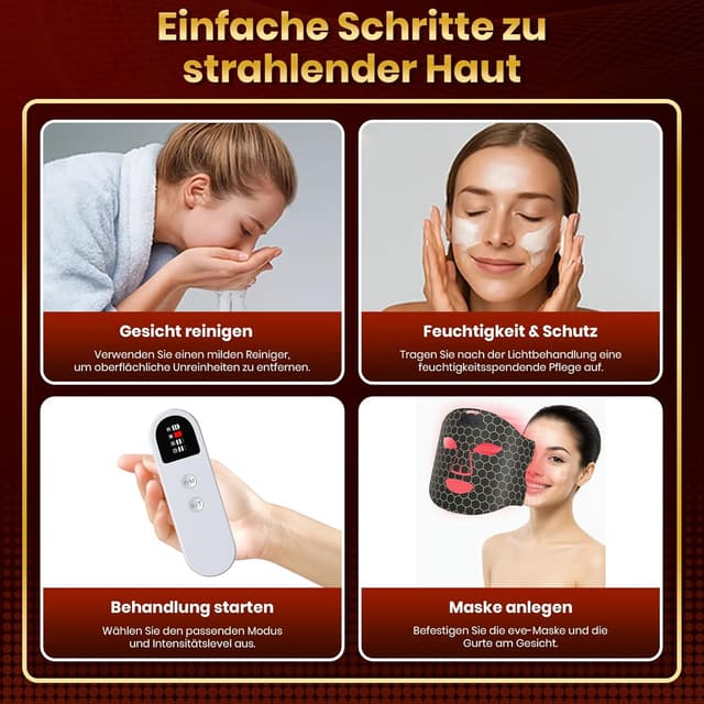 Detalle 2 de Rotlichtlampe LED Maske – 4-Farben-Lichttherapie 240 LEDs