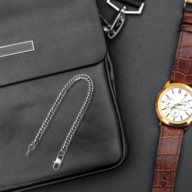 Detalle 2 de flintronic Bracciale in acciaio inox da uomo e donna con catena e fibbia magnetica, lunghezza 21/22 cm