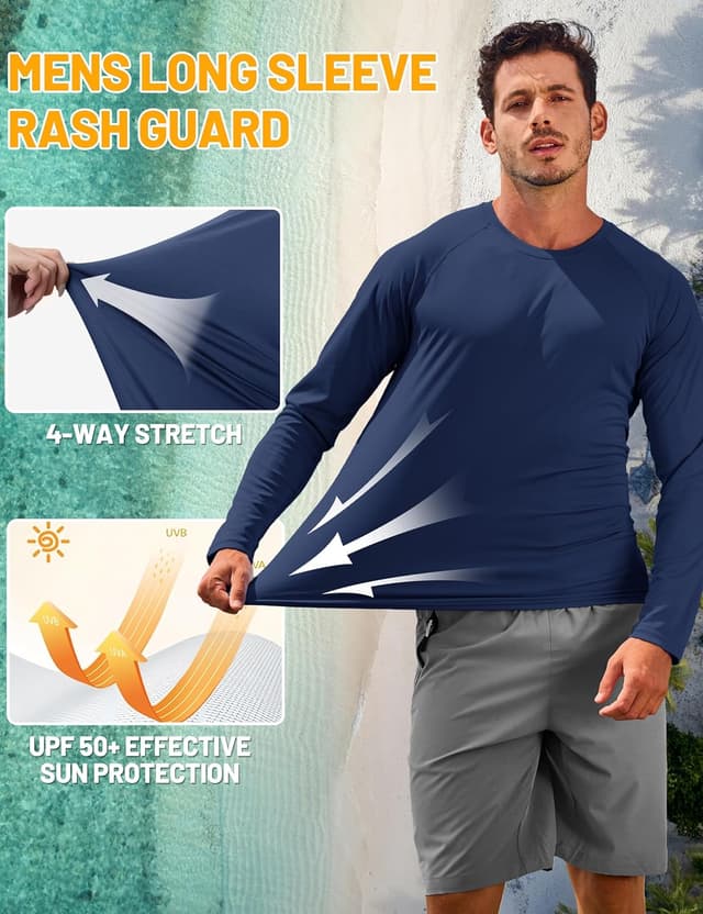 Detalle de TACVASEN Men’s UPF 50+ UV Protection Long Sleeve T-Shirt (Raglan, Lightweight)