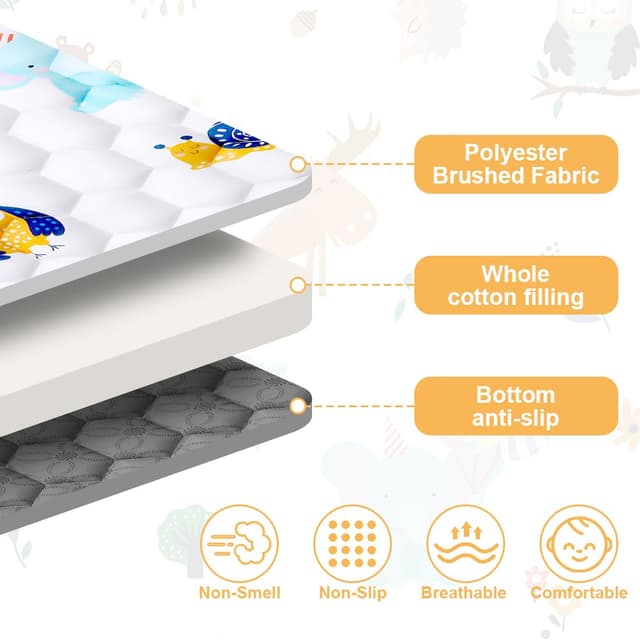 Detalle de Aolso Baby Spielmatte 127x127 cm – faltbare Krabbeldecke mit rutschfestem Silikon (Landtiere)