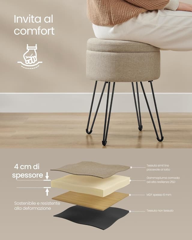 Thumbnail 4 de SONGMICS Sgabello Pouf Contenitore Marrone