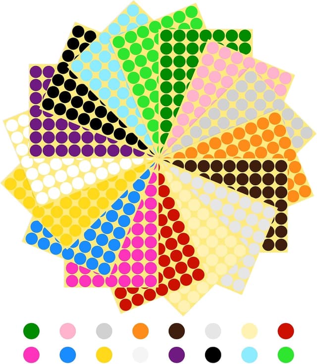 Detalle de Vicloon 1120 Adesivi rotondi 19 mm, 16 colori 🎨