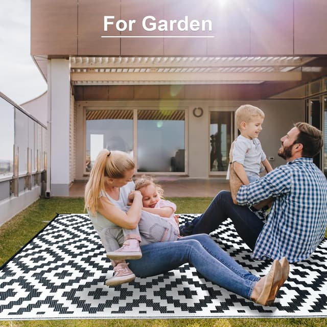 Detalle de CHOSHOME Tapis d’extérieur résistant 180 x 270 cm (polypropylène recyclé) pour terrasse, jardin et balcon