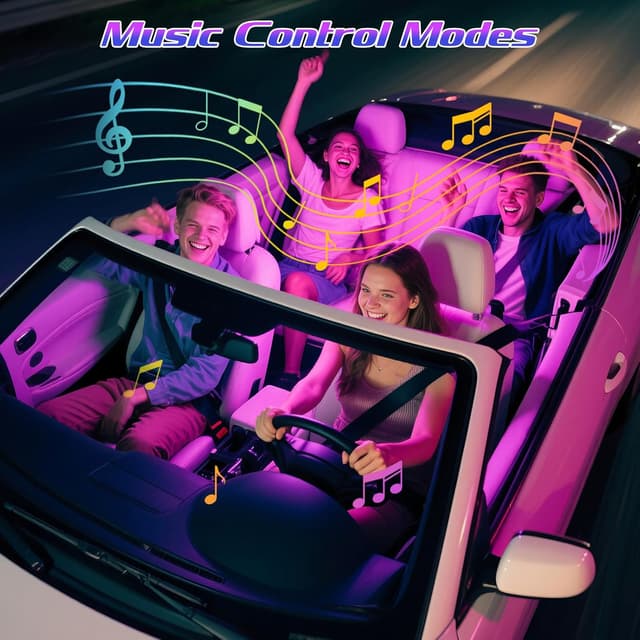 Detalle de Winzwon Cadeau de Noël : ruban LED voiture intérieur 16 millions de couleurs avec contrôle APP (2)