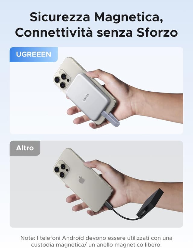 Detalle de UGREEN Case Esterno Magnetico per SSD M.2 NVMe (USB-C 3.2 Gen 2x1, fino a 10Gbps) per iPhone 16/15