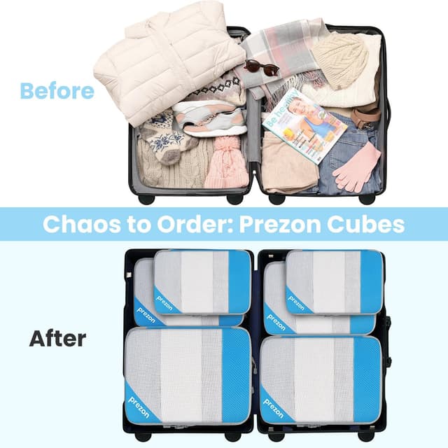 Thumbnail 6 de prezon Versatile 6-Set Compression Hollow Packing Cubes (Full Open Visible Design) – Blue