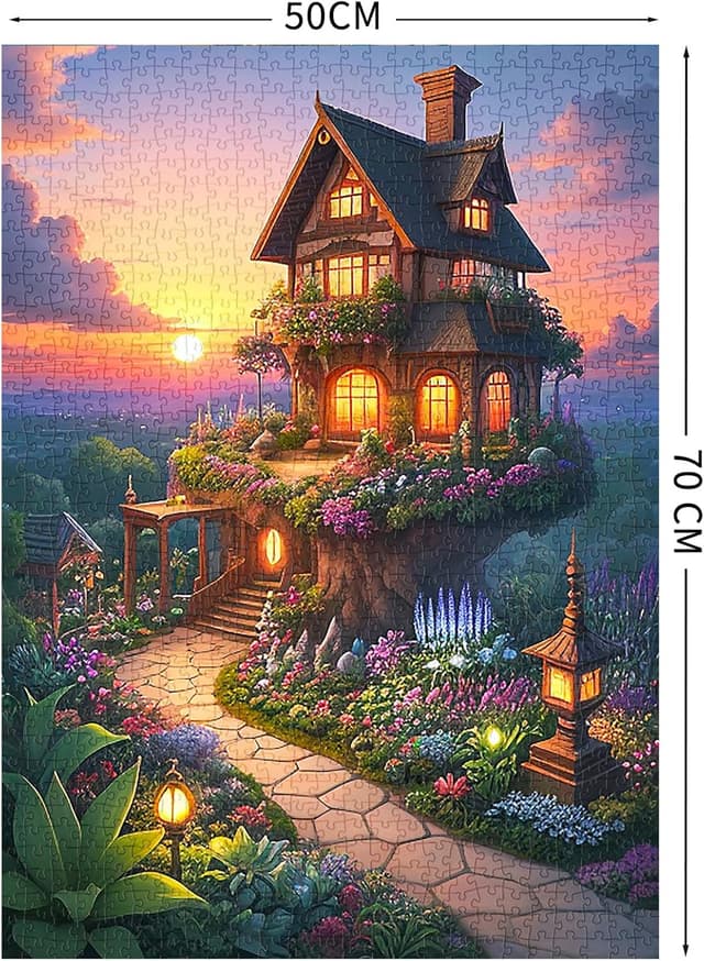 Detalle 2 de Puzzle 1000 Teile MĂ€rchenhaus im Garten đ§©