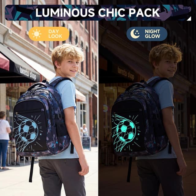 Detalle 2 de Amythe Zaino per Ragazzi grande con design luminoso notturno e scomparto 15,6" per scuola elementare e media