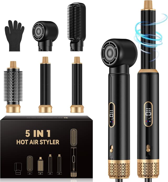 Detalle de UMIGA Styler per capelli 5 in 1 da 1000 W con LCD, air brush e accessori per lisci, ricci e volume