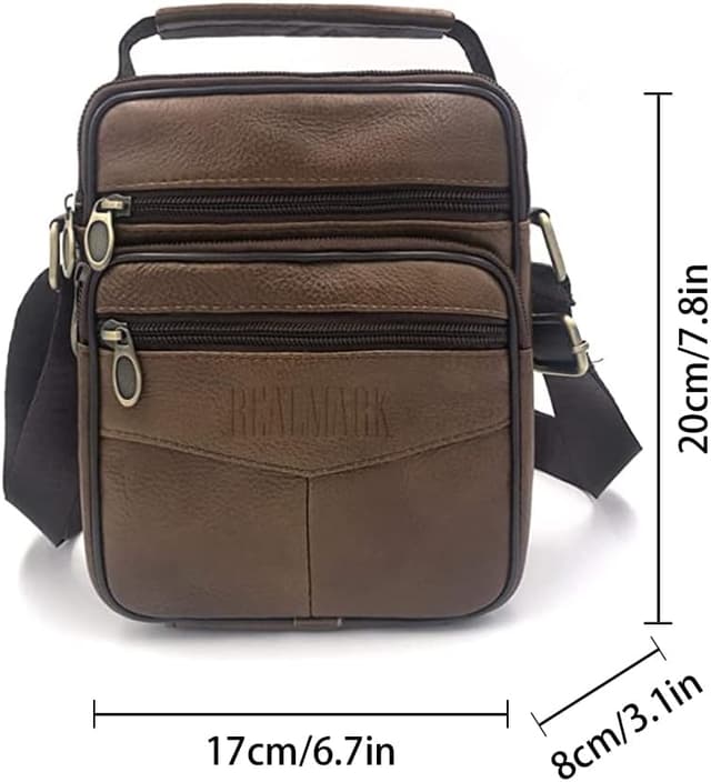 Detalle 2 de Realmark men’s genuine leather cross body shoulder bag (small messenger satchel)