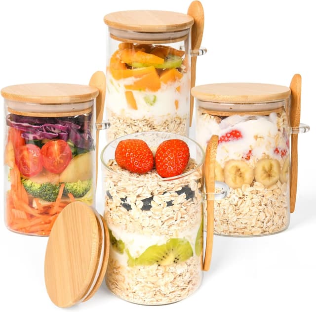 Detalle de Overnight Oats Containers 18oz, 4-Pack 🥣