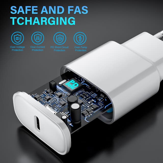 Detalle de 25W USB-C Ladegerät-Set (2er Pack) mit 2-m-Schnellladekabeln für iPhone & iPad