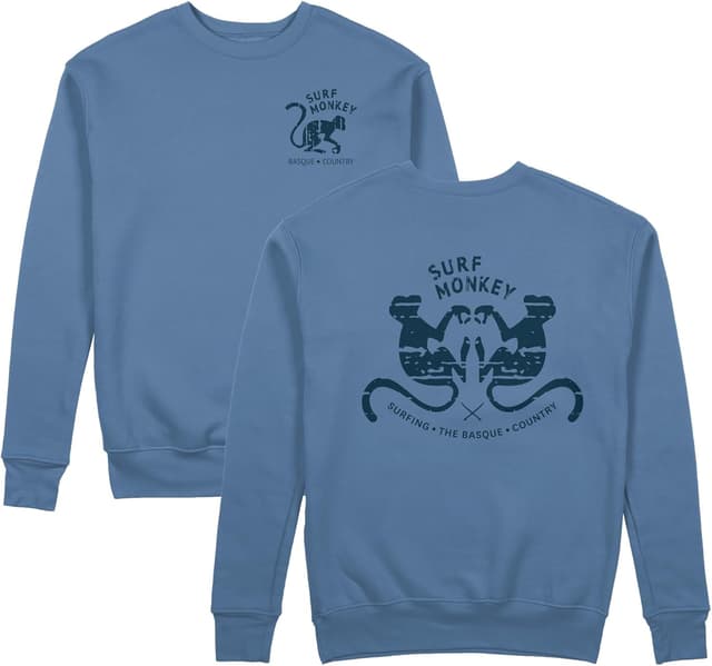 Detalle 2 de Felpa classica girocollo DRESSED IN MUSIC PLAY WITH ME con stampa Surf Monkey