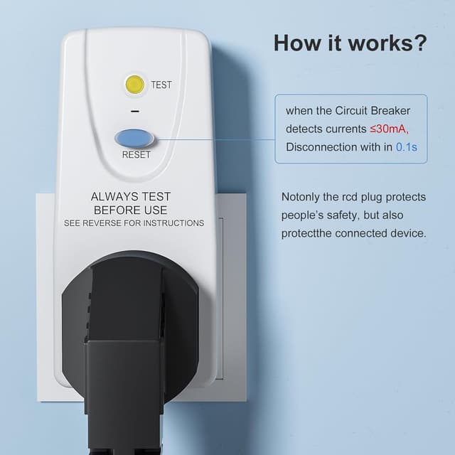 Detalle 2 de EXNICEXI RCD Plug Safety Adaptor 30mA