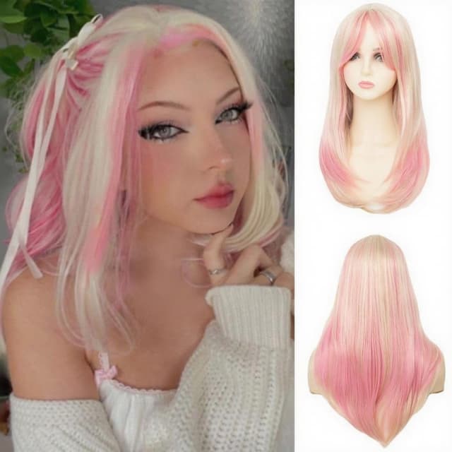 Thumbnail 5 de Salaibs Halb Grün Halb Schwarz Perücke 21–23" 🎭