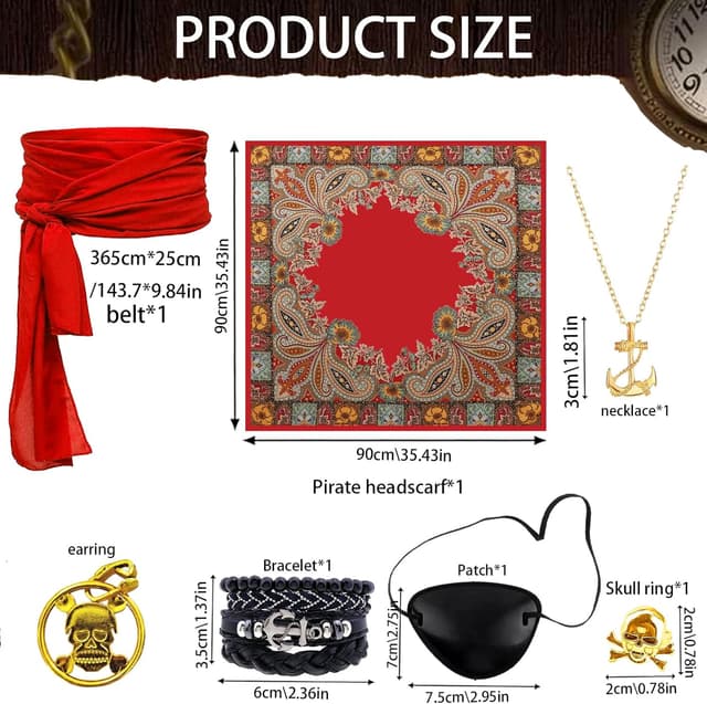 Detalle 2 de AUNGCSHE 7PCS Disfraz Pirata