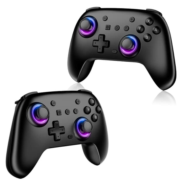 Detalle de JORREP Switch Controllers 2 Pack (RGB) for Nintendo Switch/Switch 2/Lite/OLED — Wireless Pro Controller with Turbo, Screenshot & 6-Axis Gyro