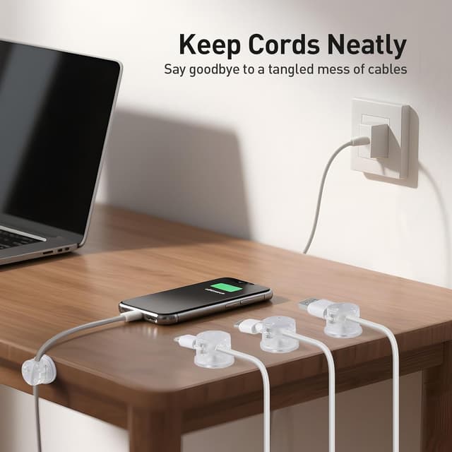 Thumbnail 5 de AGPTEK 8er magnetische Kabelhalter mit 360° Drehclips – Kabelmanagement für Schreibtisch, Wand & Netzkabel
