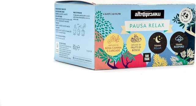 Detalle 2 de Cofanetto Pausa Relax Altromercato con infusi e tisane alle erbe (40 bustine)