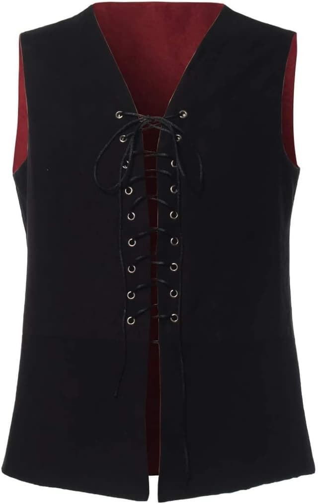 Detalle de GRACEART Renaissance Médiéval : gilet homme réversible pirate, idéal déguisement