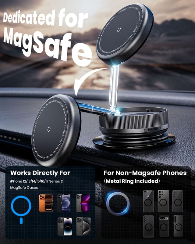 Thumbnail 4 de 2026 Upgraded 360° Vacuum Magnetic Car Phone Holder
