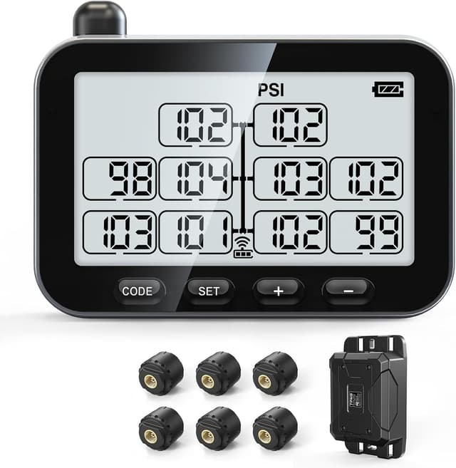 Detalle de GUTA Trailer Tire Pressure Monitoring System (RV TPMS) with 6 Sensors, 6 Alert Modes & Signal Booster