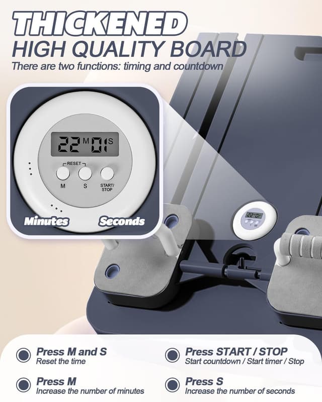 Detalle 1 de Rantizon Ab Roller Board Pilates Board for full-body ab workouts with timer, anti-slip base and foldable design