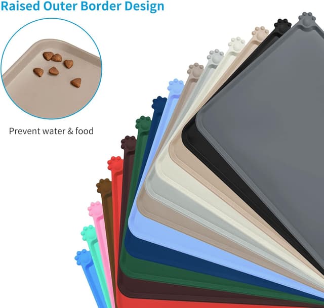 Detalle de AUDWUD Waterproof Silicone Pet Feeding Mat (53 x 38 cm) with Anti-slip Base