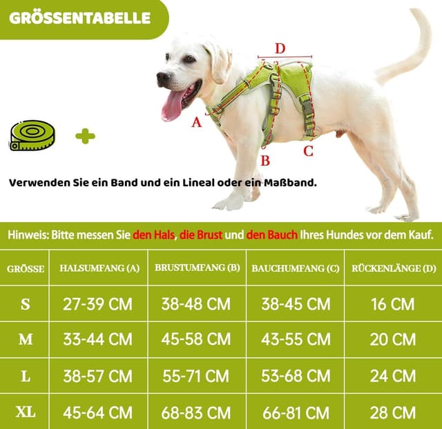 Detalle de BELPRO Mehrzweck-Hundegeschirr (ausbruchsicher, kein Ziehen, reflektierend) – verstellbare Weste mit gepolstertem Griff, für große/aktive Hunde