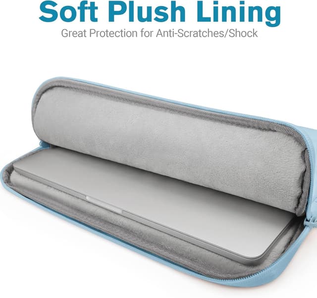 Detalle de TECOOL Puffy 14 inch Laptop Sleeve Protective Case (Blue) with Shockproof Quilted Padding