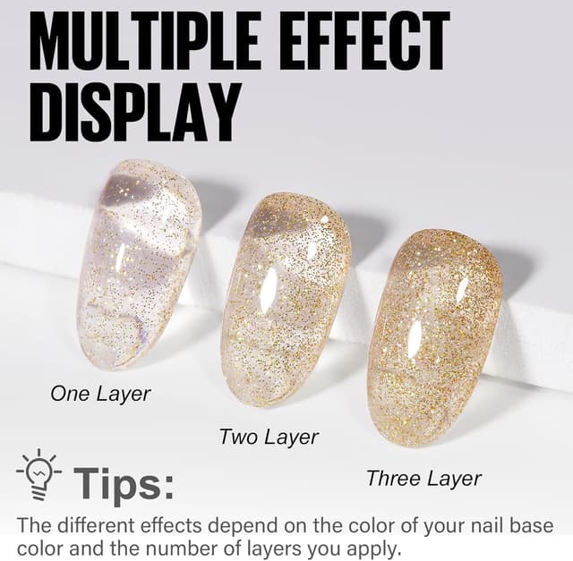 Detalle 1 de TOMICCA Vernis semi permanent Noël pailleté Or (15 ml) – vernis gel UV/LED pour manucure automne-hiver