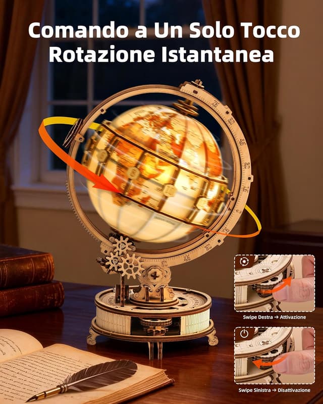 Thumbnail 5 de Robotime Globo Terráqueo 3D de Madera con Luz LED