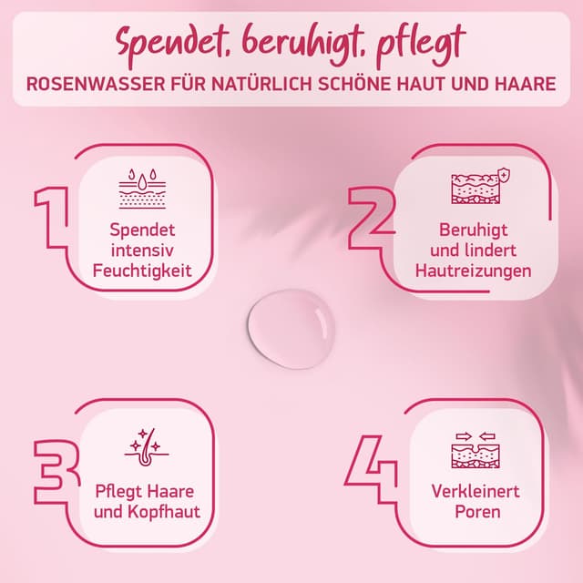 Detalle de 100% BIO ROSENWASSER (Rosa Damascena) – natürliches Gesichtswasser zur sanften Reinigung von Gesicht, Körper & Haar
