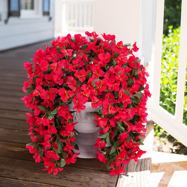 Detalle 2 de Faux Bougainvillea Artificial Flowers (2 Bundles) UV-Resistant Long Trailing Vines for Outdoor Planters & Porches