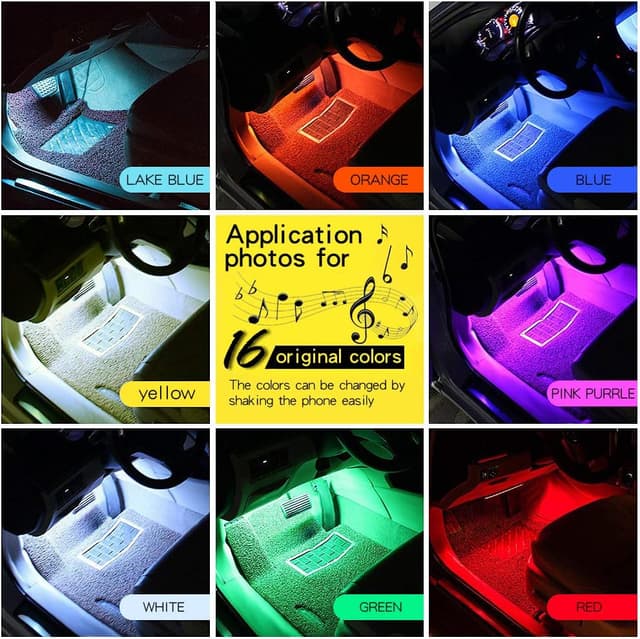 Detalle de LETRADE 4 in 1 Interior Car LED Light Strip (RGB) with Music & Remote Control