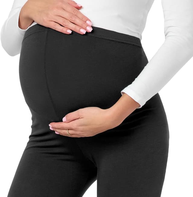 Detalle de Be Mammy Leggings premaman lunghi a vita alta BE20-230 in cotone con elastan