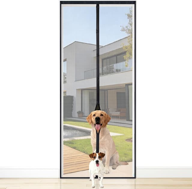 Detalle de Apalus VP Pro Premium Fliegengitter für Balkontüren (90 x 210 cm) – flammhemmendes Fiberglas, magnetischer Türverschluss