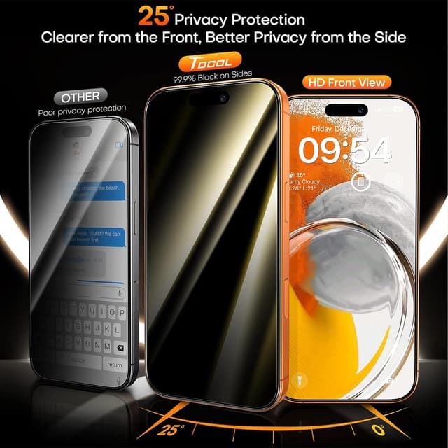 Detalle de TOCOL iPhone 17 Pro Max privacy glass 6.9-inch