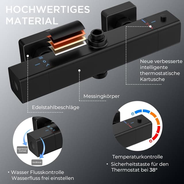 Thumbnail 6 de FORIOUS FORIOUS Duschsystem Thermostat