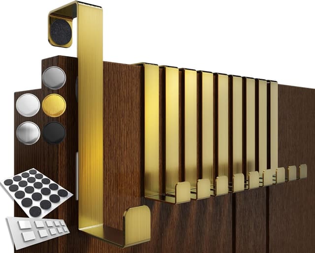 Detalle de 4smile set da 10 ganci per porta in acciaio inox, colore oro
