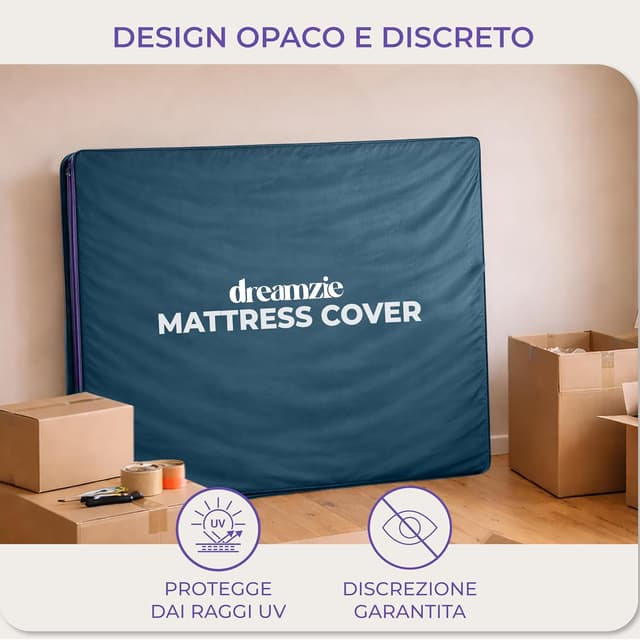 Thumbnail 6 de Dreamzie Coprimaterasso in plastica opaca 140x200 cm con cerniera (set 2) per trasloco, stoccaggio e trasporto