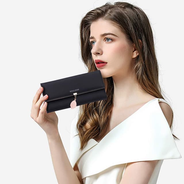 Detalle de Roulens RFID Blockierung Damen-Geldbörse mit 9 Kartenfächern und Münzfach