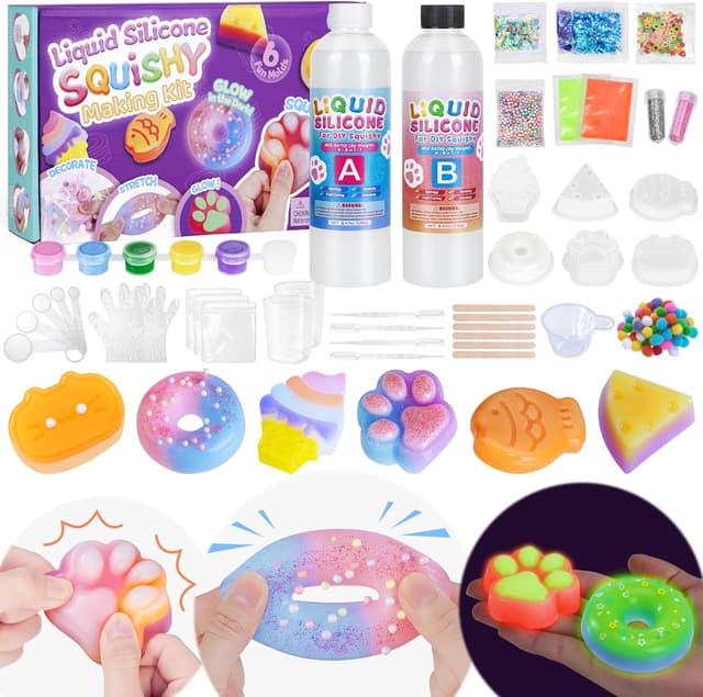Detalle de Highttoy Liquid Silicone Squishy Making Kit (480g) with Glow-in-the-Dark Moulds & Decorations