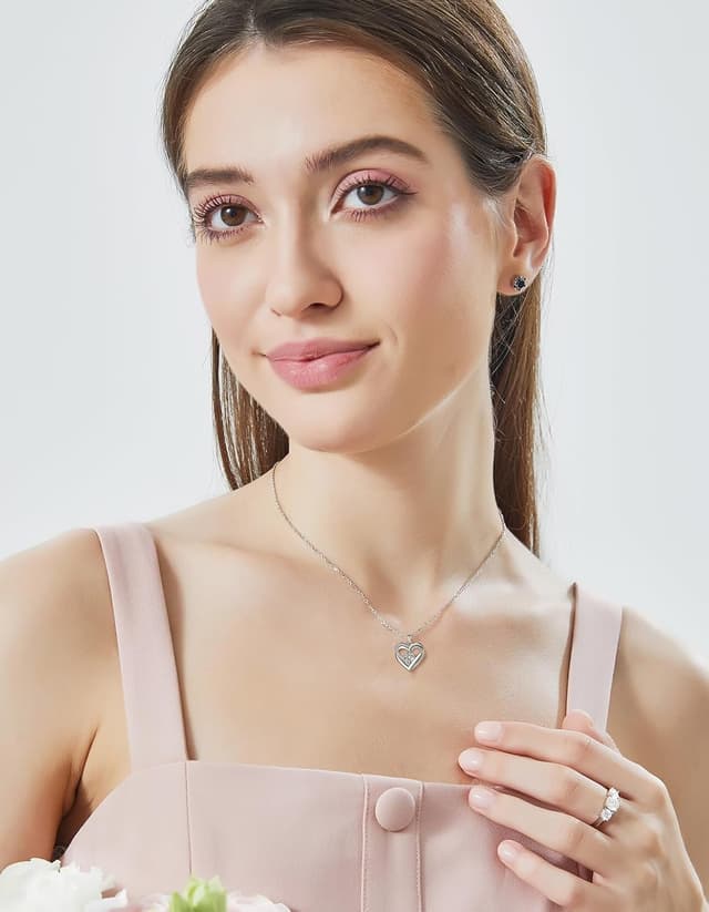 Detalle 2 de MomentWish Halskette für Damen mit 1 Karat Moissanit Herz-Anhänger aus Sterling Silber 925